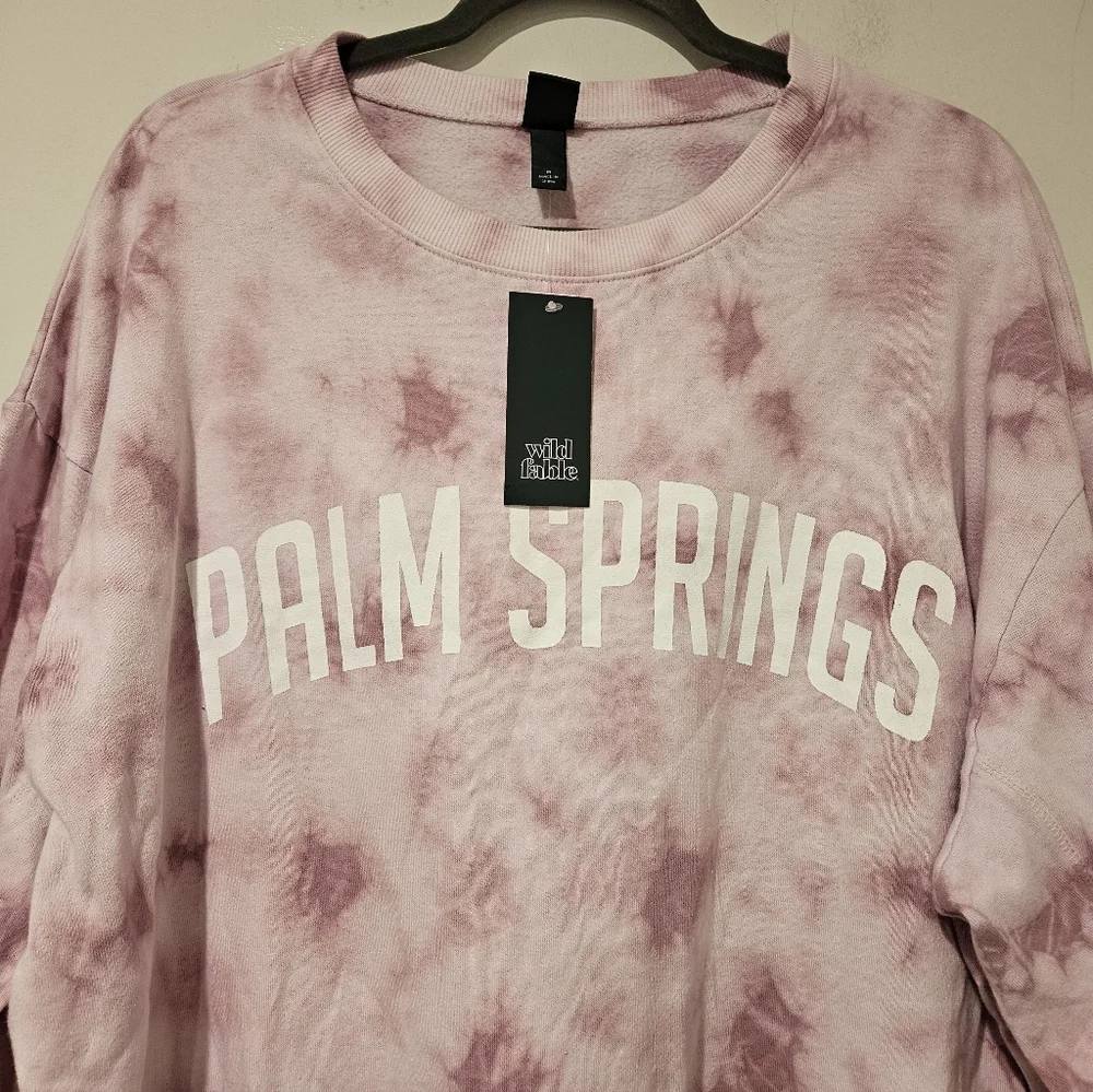 Wild Fable Women's "Palm Springs" Pink Tie-Dye Crewneck Sweatshirt, Size Medium - Picture 2 of 4